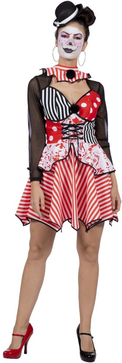 Clown & Nar Kostuum | Bloedspetter Halloween Griezel Clown | Vrouw | Maat 42 | Halloween | Verkleedkleding